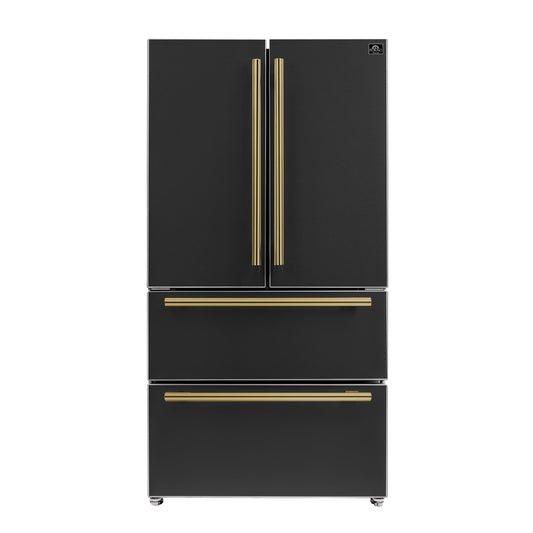 FORNO Moena French Door Refrigerator 91.4cm 543.7L Black FFRBI1820-36BLK