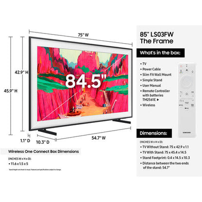 Samsung QN85LS03FW 85” Class LS03FW The Frame Pro Series Neo QLED 4K UHD Art Mode SamsungVision AI Smart TV QN85LS03FWFXZA