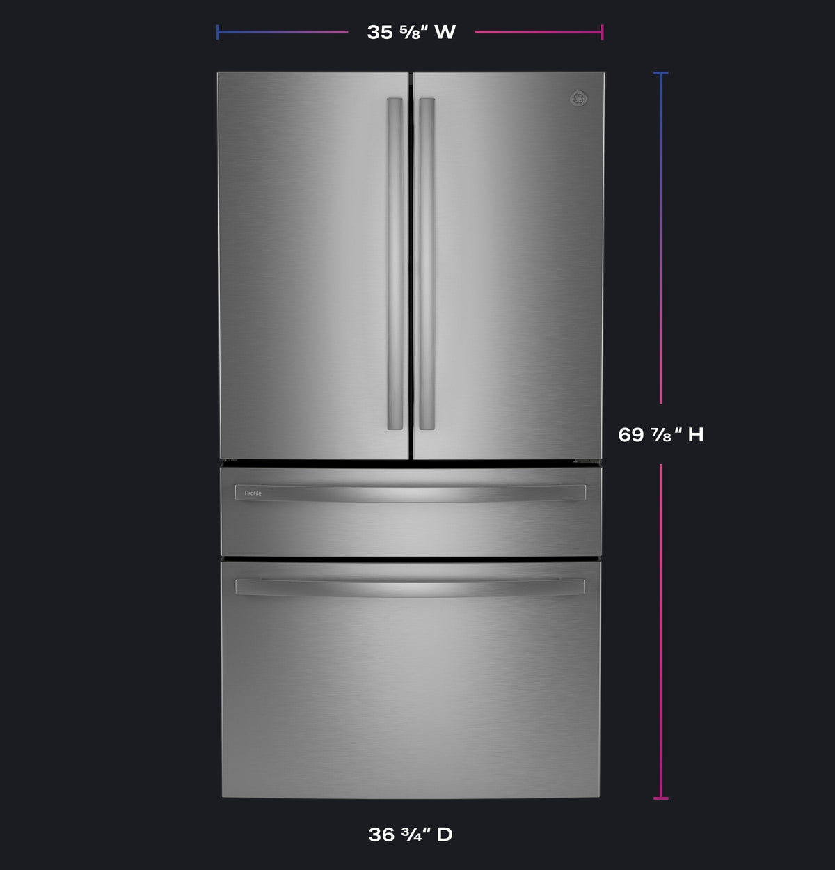 GE PGE29BYTFS 90.4cm French Door Refrigerator