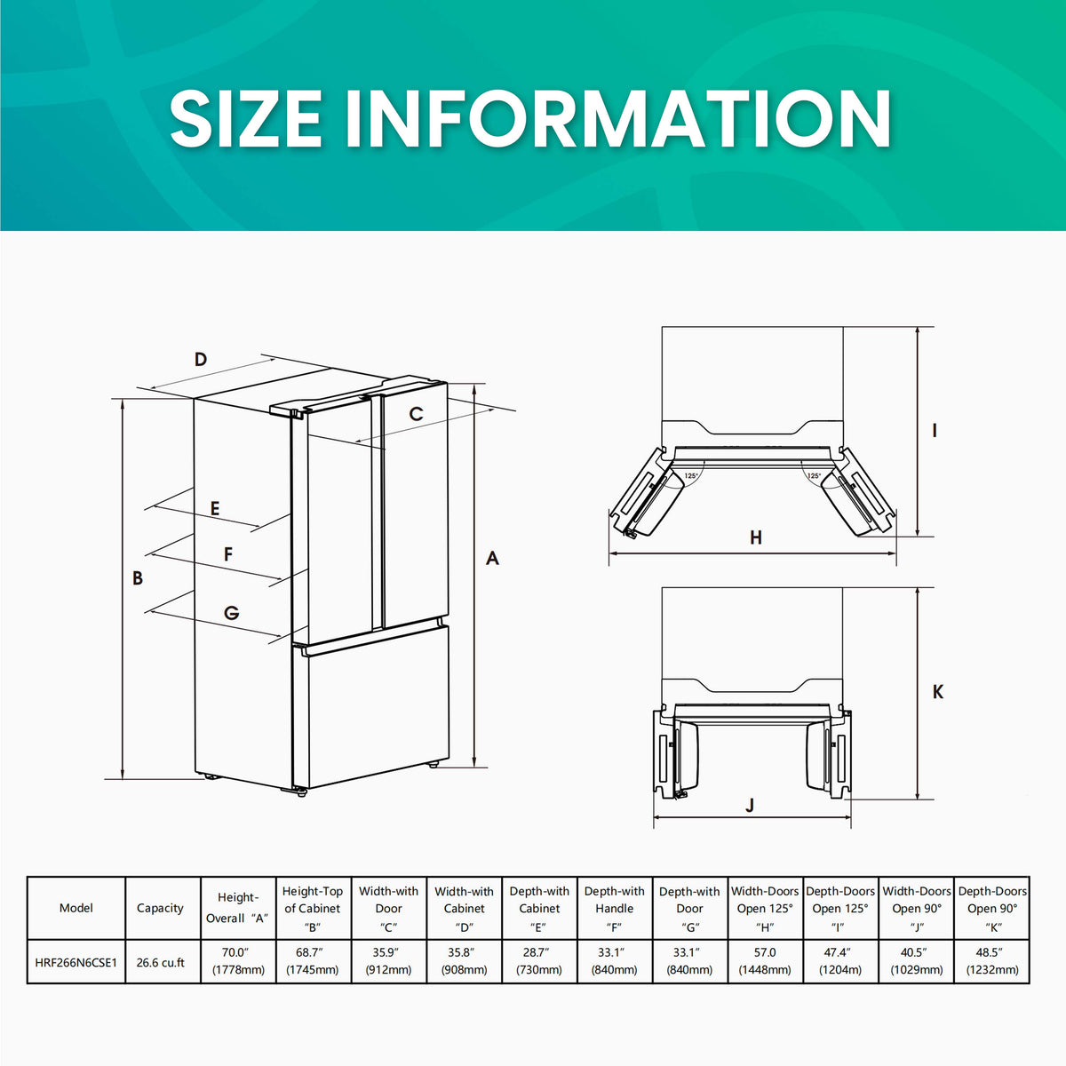Hisense HRF266N6CSE1 91.4cm French Door Refrigerator