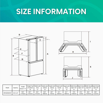 Hisense HRF266N6CSE1 91.4cm French Door Refrigerator