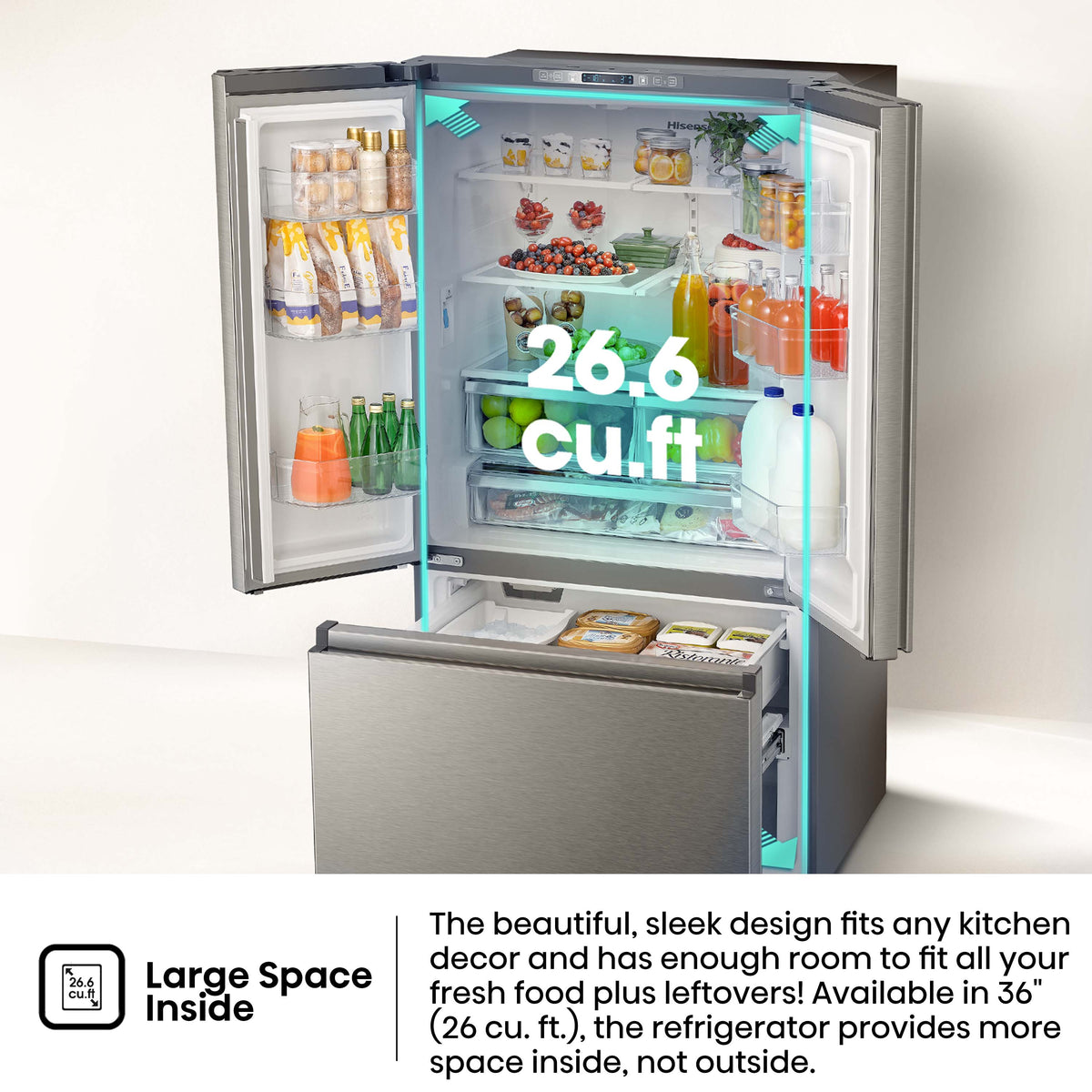 Hisense HRF266N6CSE1 91.4cm French Door Refrigerator
