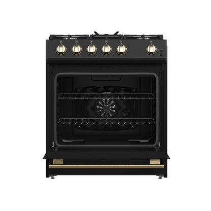 FORNO Espresso Leonardo Gas Range 76.2cm 141.6L Black FFSGS1116-30BLK