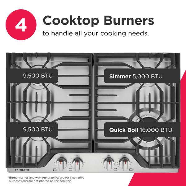 Frigidaire FCCG3027AS 30-Inch Gas Cooktop Stainless Steel
