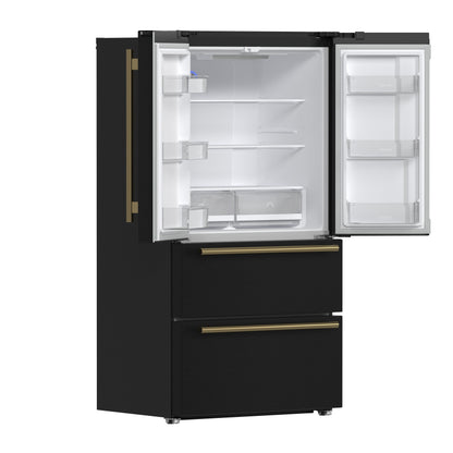 FORNO Moena French Door Refrigerator 91.4cm 543.7L Black FFRBI1820-36BLK
