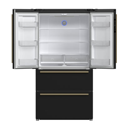 FORNO Moena French Door Refrigerator 91.4cm 543.7L Black FFRBI1820-36BLK