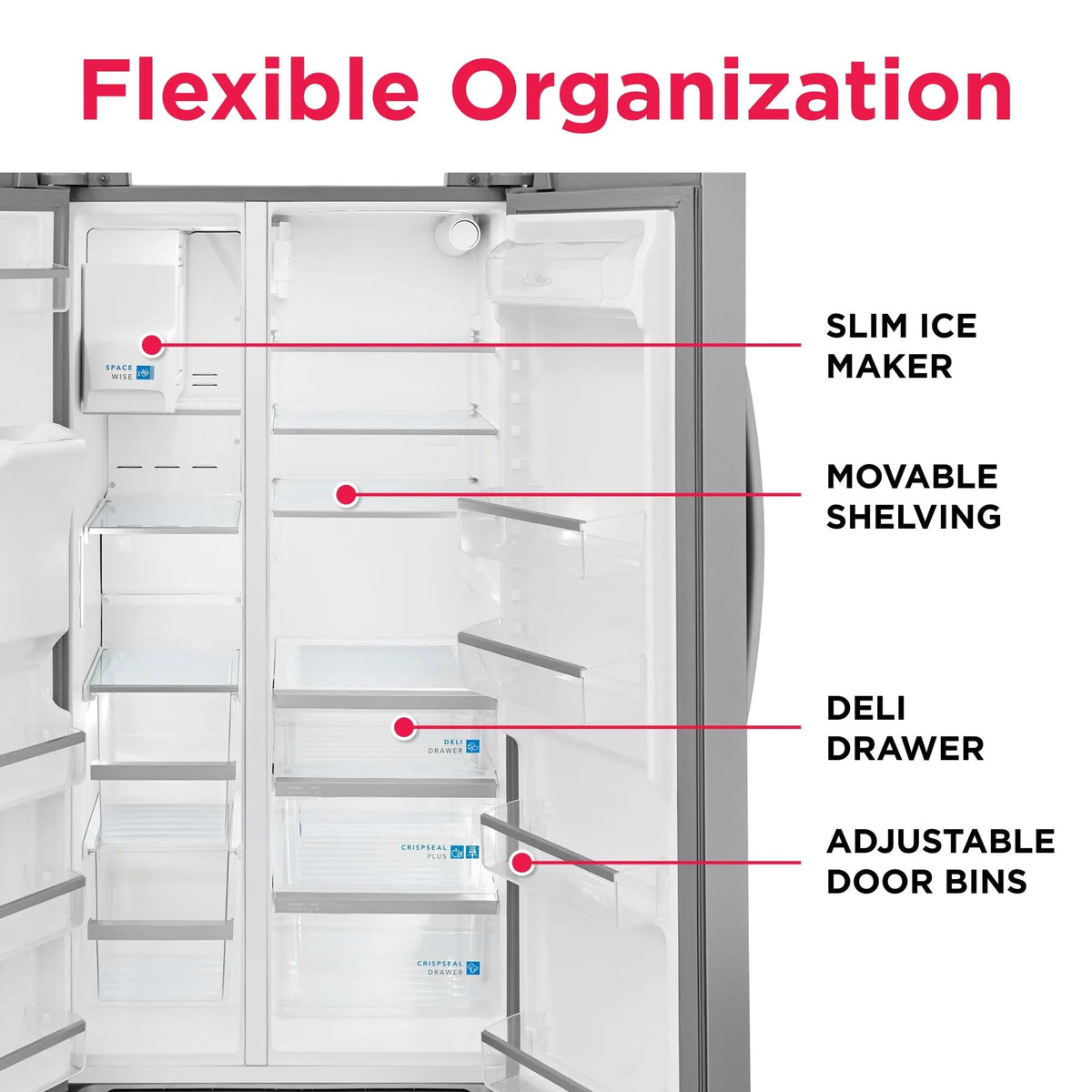 Frigidaire Gallery GRSS2652AF 36-Inch Side-by-Side Refrigerator 25.6 Cu. Ft.