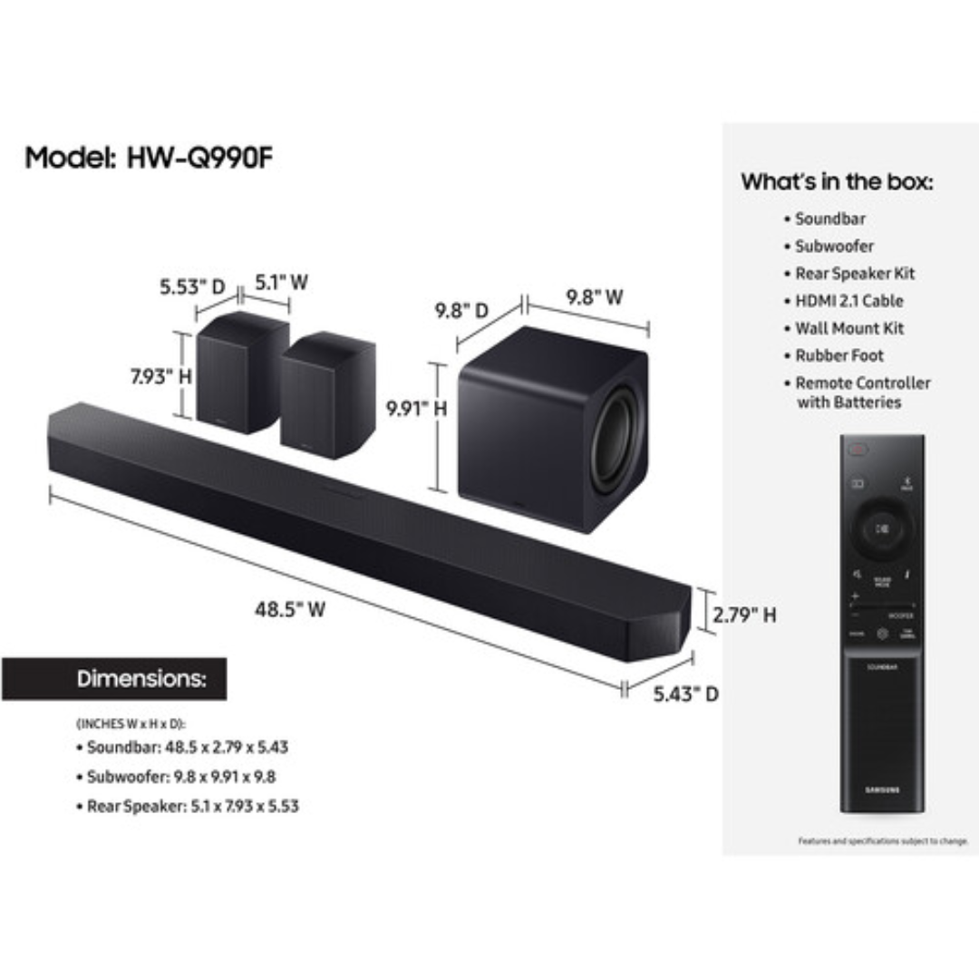 Samsung HW-Q990F 11.1.4-Channel Dolby Atmos Soundbar System HW-Q990F/ZA