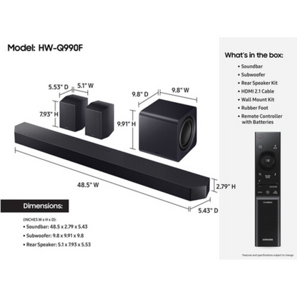 Samsung HW-Q990F 11.1.4-Channel Dolby Atmos Soundbar System HW-Q990F/ZA